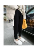  Autumn Winter Women Pants Knitted High Waist Wide Leg Pockets Ankle-Length Harem Lady Warm Trousers sweatpants