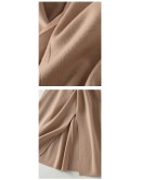 Elegant Autumn Half High Collar Wool Knit Dress Women Side Split Belt Midi Sweater Dresses Winter Thick Bottom Birthday Vestido