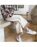 Fall Winter Corduroy Pants Women   Thick Warm Fleece Wide Leg Trousers Loose High Waised Pink Mujer Pantalones