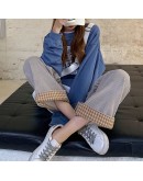 Fall Winter Corduroy Pants Women   Thick Warm Fleece Wide Leg Trousers Loose High Waised Pink Mujer Pantalones