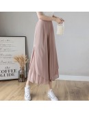  Summer Chiffon Wide Leg Pants for Women High Waist Pleated Patchwork Ankle Length Trousers Streetwear Pantalones Mujer