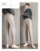  Autumn Harem Pants Women Ankle Length Streetwear Woolen Pants High Waist Casual Work Office Trousers Mujer Pantalones