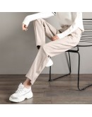  Autumn Harem Pants Women Ankle Length Streetwear Woolen Pants High Waist Casual Work Office Trousers Mujer Pantalones