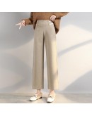   Winter Autumn Long Woolen Pants Women High Waist Wide Leg Pants Wool Pant Woman Female Long Trousers Plus Size