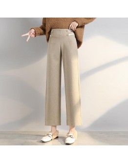   Winter Autumn Long Woolen Pants Women High Waist Wide Leg Pants Wool Pant Woman Female Long Trousers Plus Size