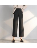   Winter Autumn Long Woolen Pants Women High Waist Wide Leg Pants Wool Pant Woman Female Long Trousers Plus Size