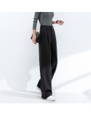 Long Wide-leg Woolen Pants Women Autumn Winter High Waisted Loose Casual Straight Leg Trousers   Pantalones Mujer