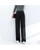 Long Wide-leg Woolen Pants Women Autumn Winter High Waisted Loose Casual Straight Leg Trousers   Pantalones Mujer