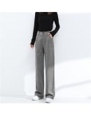 Long Wide-leg Woolen Pants Women Autumn Winter High Waisted Loose Casual Straight Leg Trousers   Pantalones Mujer