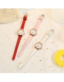  Women Watches Cat Pattern Leather Ladies Wrist Watches Dress Students Children Pink Watch Girl Gift Clocks Montre Femme