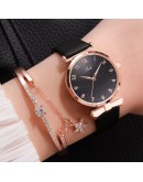 Women Watches Bracelet Set Flowers Ladies Bracelet Watch Casual Leather Quartz Wristwatch 2pcs Set Clock Gifts Relogio Feminino