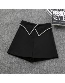 Summer High Waist Wide Leg Dot Shorts Women Beading Shorts for Women A-Line Office Work Suit Shorts  Chic Short Femme