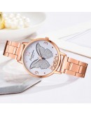 Women Watches Rose Gold Bracelet Set Butterfly Pattern Unique Dial Ladies Bracelet Wrist Watches Dress Diamond Bracelet Clock