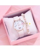 Gaiety   Watch Women Students Cartoon Pattern White Watch Girls Children Leather Clock Lovely Quartz Wristwatch Gift