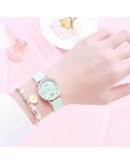 Gaiety   Watch Women Students Cartoon Pattern White Watch Girls Children Leather Clock Lovely Quartz Wristwatch Gift