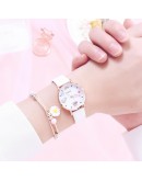 Gaiety   Watch Women Students Cartoon Pattern White Watch Girls Children Leather Clock Lovely Quartz Wristwatch Gift