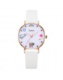 Gaiety   Watch Women Students Cartoon Pattern White Watch Girls Children Leather Clock Lovely Quartz Wristwatch Gift