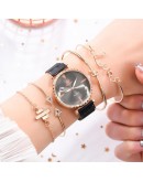  Style 5pcs/set Women Watches Rose Gold Magnetic Ladies Watch Dress Simple Watch And Bracelet Set Womens Zegarek Damski