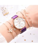  Style 5pcs/set Women Watches Rose Gold Magnetic Ladies Watch Dress Simple Watch And Bracelet Set Womens Zegarek Damski