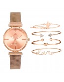  Style 5pcs/set Women Watches Rose Gold Magnetic Ladies Watch Dress Simple Watch And Bracelet Set Womens Zegarek Damski