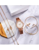  5pcs Set Bracelet Watches Women Magnet Buckle Diamond Elegant Ladies Quartz Wrist Watch Dress Rose Gold Clock Reloj Mujer