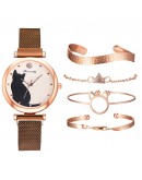 Dropshipping Bracelet Watch Set  Magnet Buckle Cat Women Watches Ladies Quartz Wrist Watch Female Clock Gift Reloj Mujer