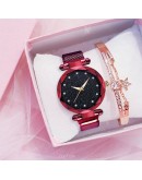  2pcs Women Watches Bracelet Set  Elegant Magnet Buckle Ladies Starry Sky Watch Set Relogio Feminino Dropshipping