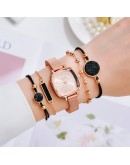 Gaiety  Square Watch For Women Rose Gold Black Dial Watches Women Ladies Watch Bracelet Set Relogio Feminino Dropshipping