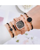 Gaiety  Square Watch For Women Rose Gold Black Dial Watches Women Ladies Watch Bracelet Set Relogio Feminino Dropshipping