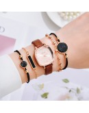 Gaiety  Square Watch For Women Rose Gold Black Dial Watches Women Ladies Watch Bracelet Set Relogio Feminino Dropshipping