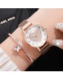   Women Watches Love Magnet Watch Buckle  Casual Female Wristwatch Simple 2pc/set Bracelet Clock Montre Femme