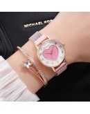   Women Watches Love Magnet Watch Buckle  Casual Female Wristwatch Simple 2pc/set Bracelet Clock Montre Femme