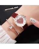   Women Watches Love Magnet Watch Buckle  Casual Female Wristwatch Simple 2pc/set Bracelet Clock Montre Femme