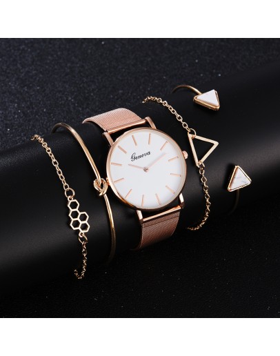 5pcs Women Watches  Wrist Watch Simple Relogio Feminino Clock For Women Female Rose Gold Quartz Ladies Bracelet Watch New