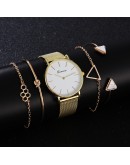 5pcs Women Watches  Wrist Watch Simple Relogio Feminino Clock For Women Female Rose Gold Quartz Ladies Bracelet Watch New