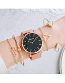 5pcs Women Watches  Wrist Watch Simple Relogio Feminino Clock For Women Female Rose Gold Quartz Ladies Bracelet Watch New