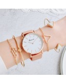 5pcs Women Watches  Wrist Watch Simple Relogio Feminino Clock For Women Female Rose Gold Quartz Ladies Bracelet Watch New