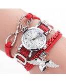 Duoya  Watches For Women  Silver Heart Pendant Leather Belt Quartz Clock Ladies Wrist Watch Bracelet Zegarek Damski