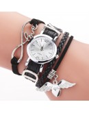 Duoya  Watches For Women  Silver Heart Pendant Leather Belt Quartz Clock Ladies Wrist Watch Bracelet Zegarek Damski