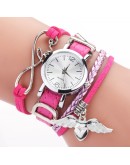 Duoya  Watches For Women  Silver Heart Pendant Leather Belt Quartz Clock Ladies Wrist Watch Bracelet Zegarek Damski