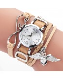 Duoya  Watches For Women  Silver Heart Pendant Leather Belt Quartz Clock Ladies Wrist Watch Bracelet Zegarek Damski