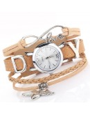 Duoya  Watches For Women  Silver Heart Pendant Leather Belt Quartz Clock Ladies Wrist Watch Bracelet Zegarek Damski