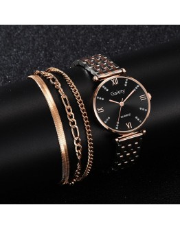 4PCS Set  Watch Women  Crystal Diamond Rose Gold Ladies Wrist Watches Bracelet Female Clock Gift zegarek damski