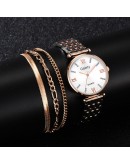 4PCS Set  Watch Women  Crystal Diamond Rose Gold Ladies Wrist Watches Bracelet Female Clock Gift zegarek damski