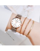 4PCS Set  Watch Women  Crystal Diamond Rose Gold Ladies Wrist Watches Bracelet Female Clock Gift zegarek damski