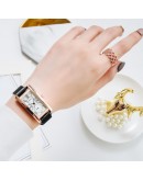 Women Rectangle Dial Watches  Rose Gold Mesh Belt Magnetic Quartz Clock Ladies Dress Wrist Watch Classic Bracelet Clock