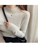 Half Turtleneck knit sweater women autumn winter    design sense bottom pullover sweater slim crop jumper