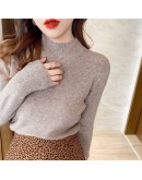 Half Turtleneck knit sweater women autumn winter    design sense bottom pullover sweater slim crop jumper