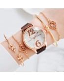  Watch For Women 5pcs Set Magnet Arabic Numerals Unique Dial Ladies Watches Bracelet Set Female Black Clock Dropshipping