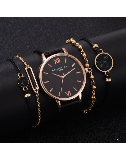 Watch Set Women 5pcs Woman Quartz Wristwatch Leather Ladies Bracelet  Watch Casual Relogio Femenino Gift For Girlfriend